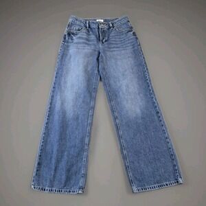 Pimkie Women's Wide Leg Button Fly Medium Wash Mid Rise Jeans 30" X 31"